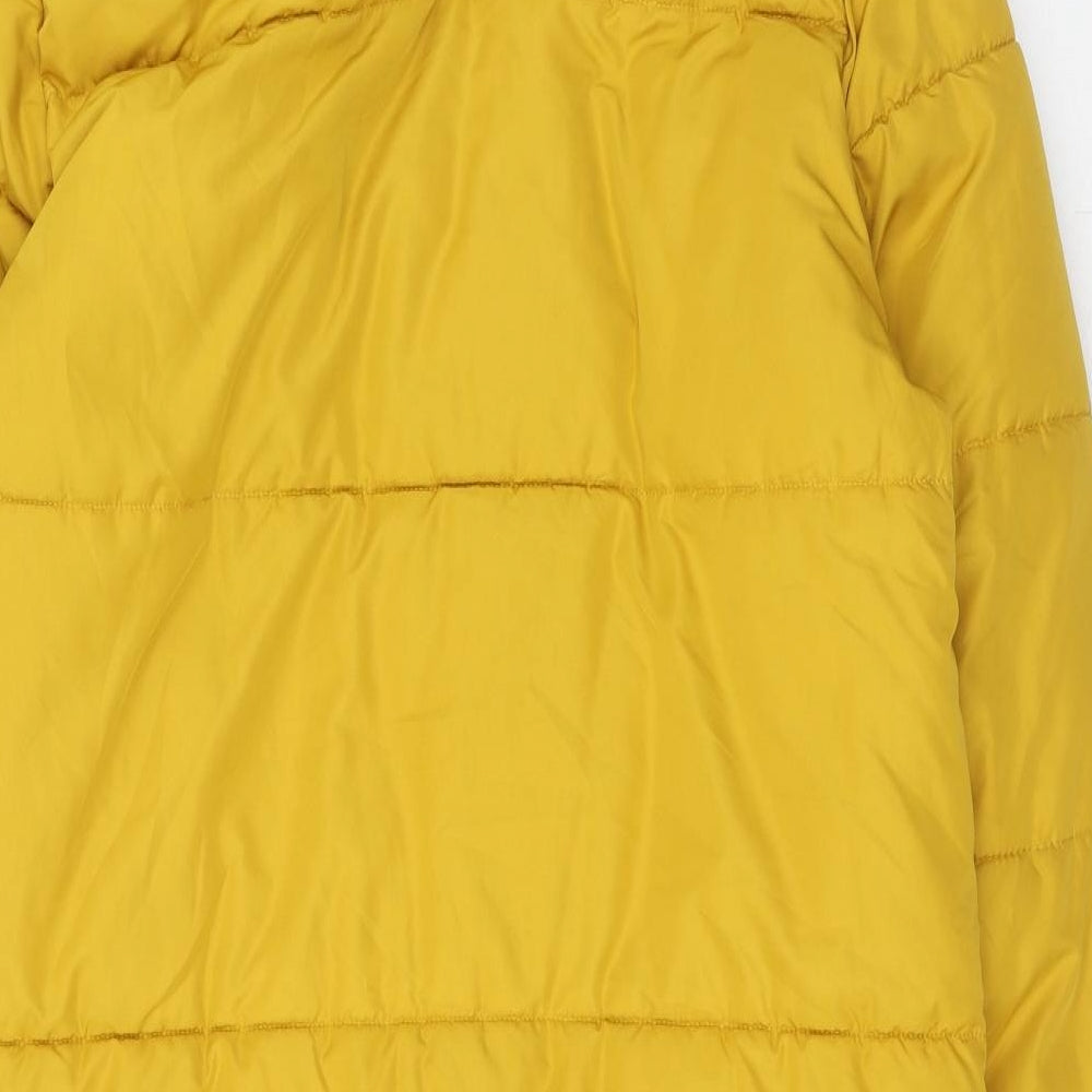Jacqueline de Yong Womens Yellow Quilted Coat Size M Zip