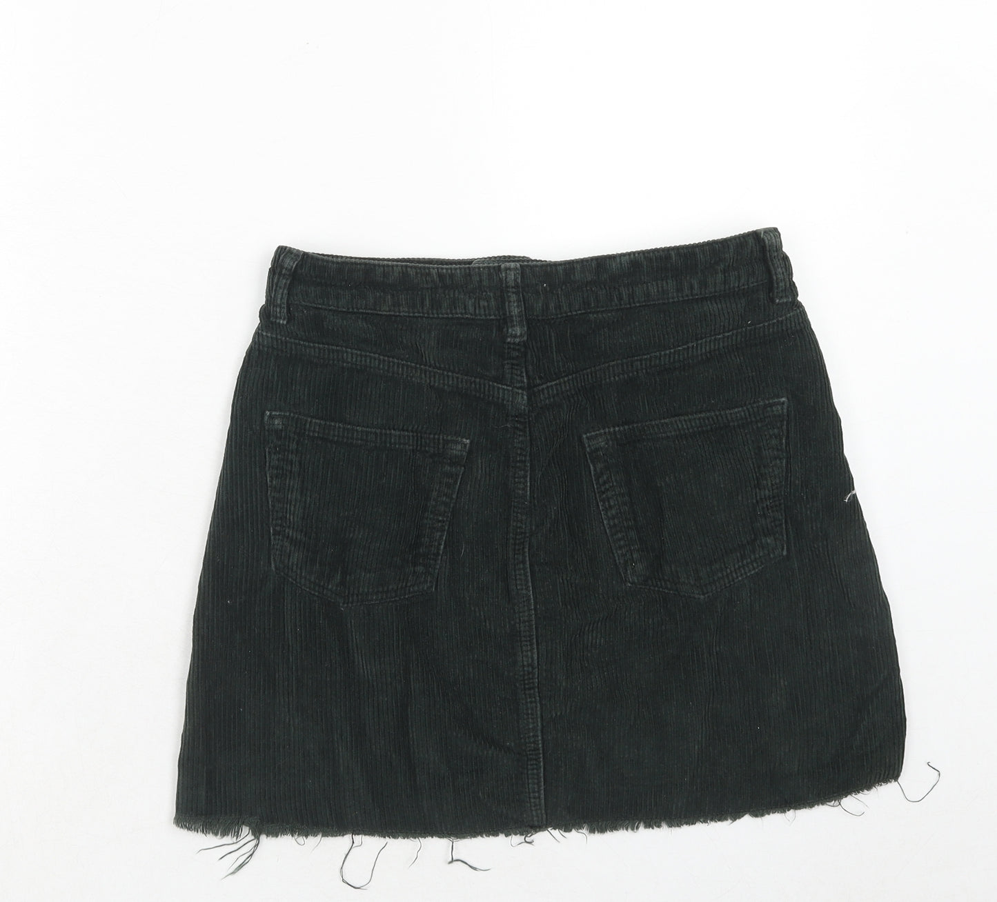 Topshop Womens Green Cotton A-Line Skirt Size 8 Zip