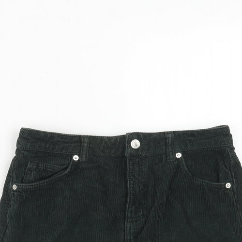 Topshop Womens Green Cotton A-Line Skirt Size 8 Zip