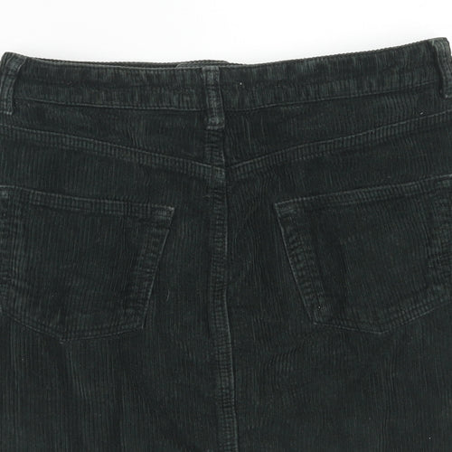Topshop Womens Green Cotton A-Line Skirt Size 8 Zip