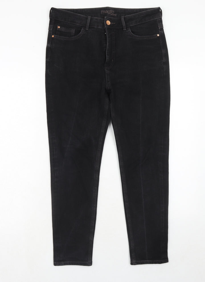 Marks and Spencer Womens Black Cotton Skinny Jeans Size 32 in Regular Zip