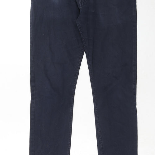 H&M Mens Blue Cotton Straight Jeans Size 31 in Slim Zip