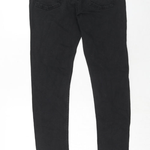 Zara Womens Black Cotton Skinny Jeans Size 14 Regular Zip