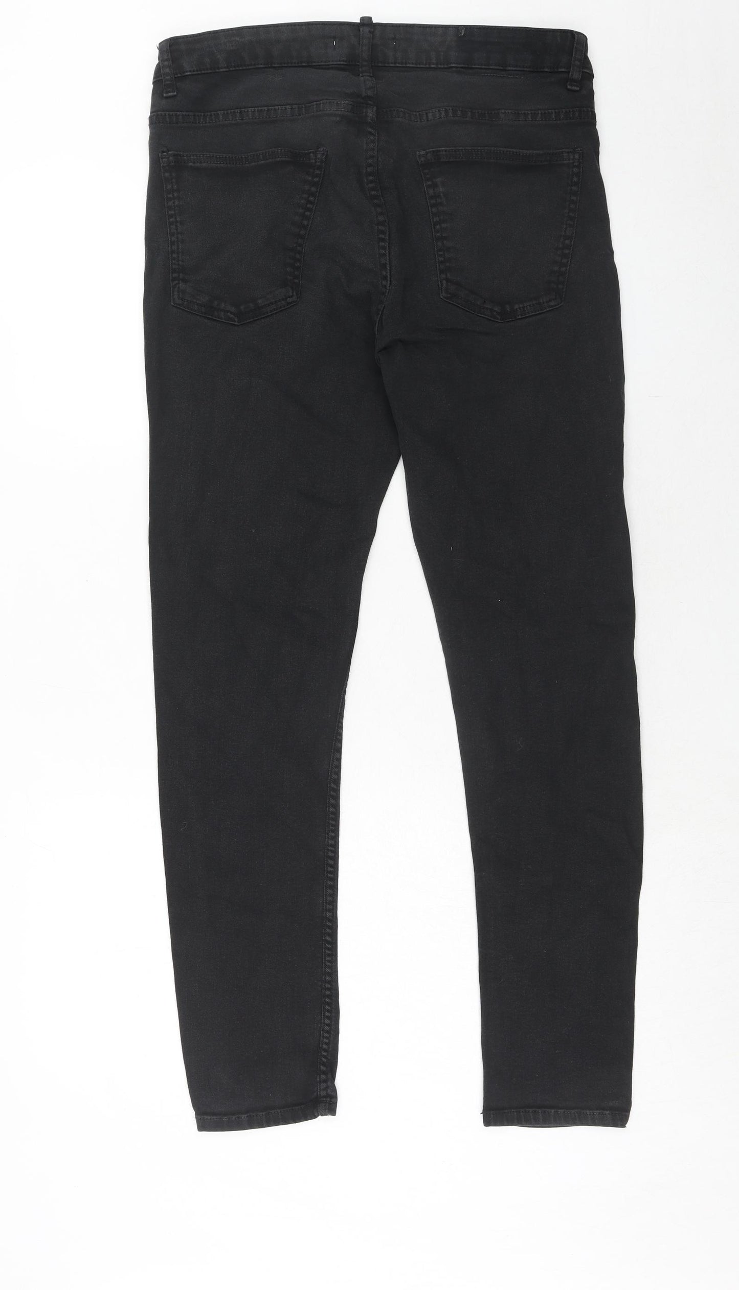 Zara Womens Black Cotton Skinny Jeans Size 14 Regular Zip