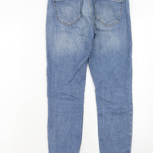 Topshop Womens Blue Cotton Straight Jeans Size 25 in L30 in Regular Zip