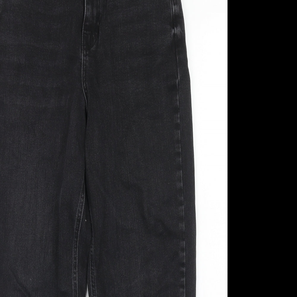 Marks and Spencer Womens Black Cotton Tapered Jeans Size 8 Regular Zip
