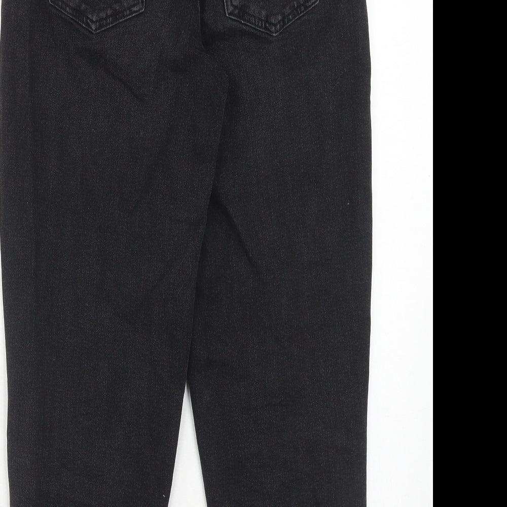 Marks and Spencer Womens Black Cotton Tapered Jeans Size 8 Regular Zip