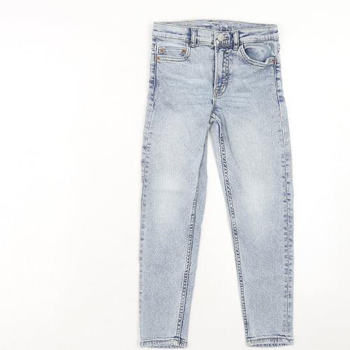 Zara Girls Blue Cotton Skinny Jeans Size 8 Years Regular Zip