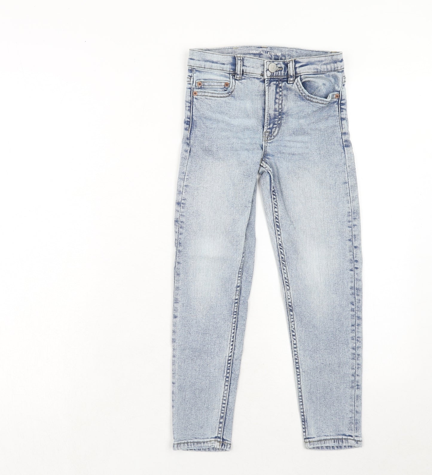 Zara Girls Blue Cotton Skinny Jeans Size 8 Years Regular Zip