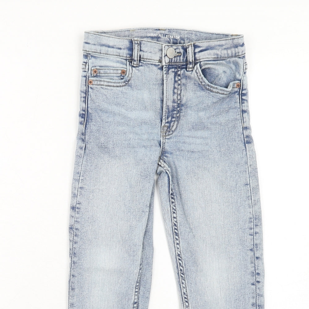 Zara Girls Blue Cotton Skinny Jeans Size 8 Years Regular Zip
