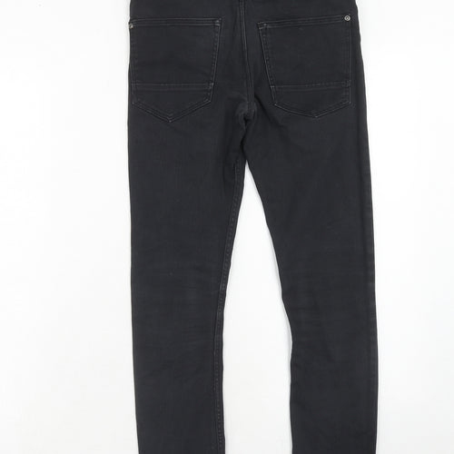 H&M Boys Black Cotton Skinny Jeans Size 11-12 Years Regular Zip - Distressed