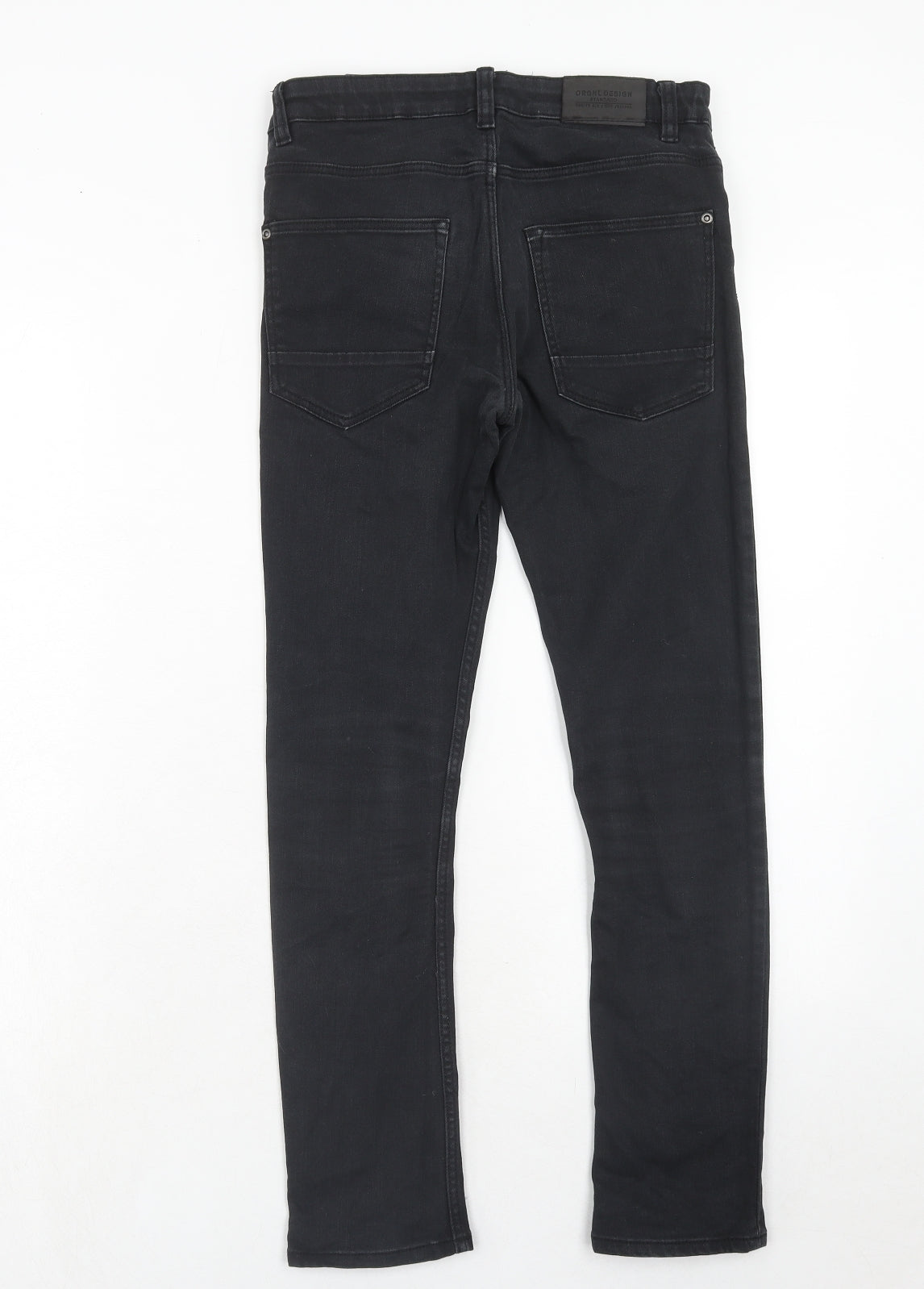 H&M Boys Black Cotton Skinny Jeans Size 11-12 Years Regular Zip - Distressed