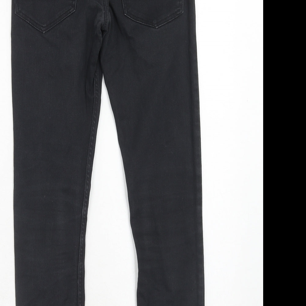 H&M Boys Black Cotton Skinny Jeans Size 11-12 Years Regular Zip - Distressed