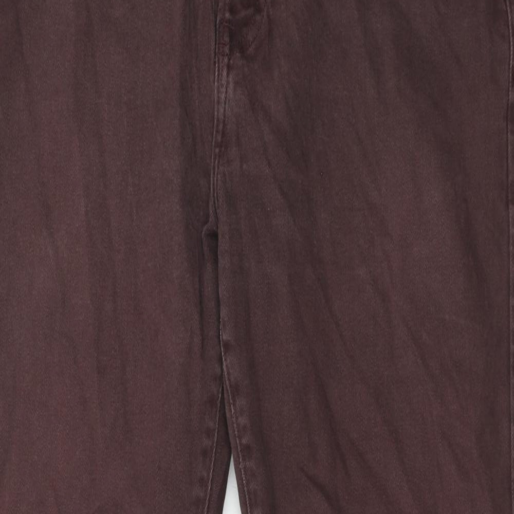 Marks and Spencer Mens Brown Cotton Straight Jeans Size 34 in L29 in Regular Zip