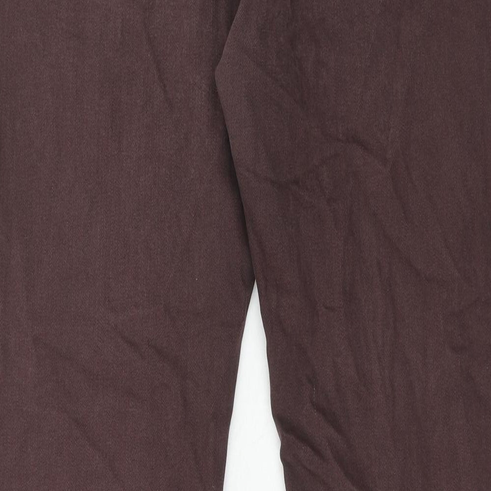 Marks and Spencer Mens Brown Cotton Straight Jeans Size 34 in L29 in Regular Zip