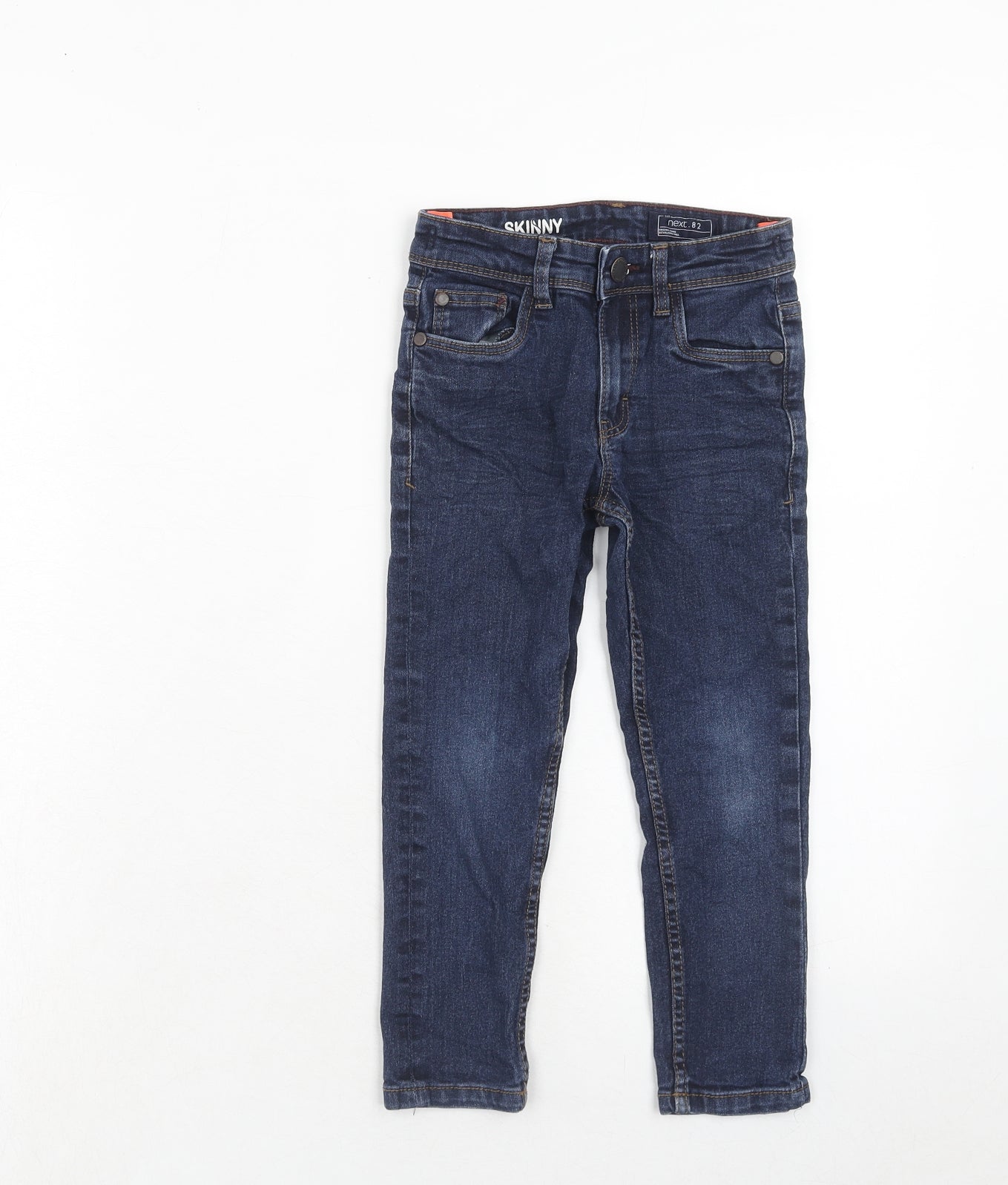 NEXT Boys Blue Cotton Skinny Jeans Size 5-6 Years Regular Button