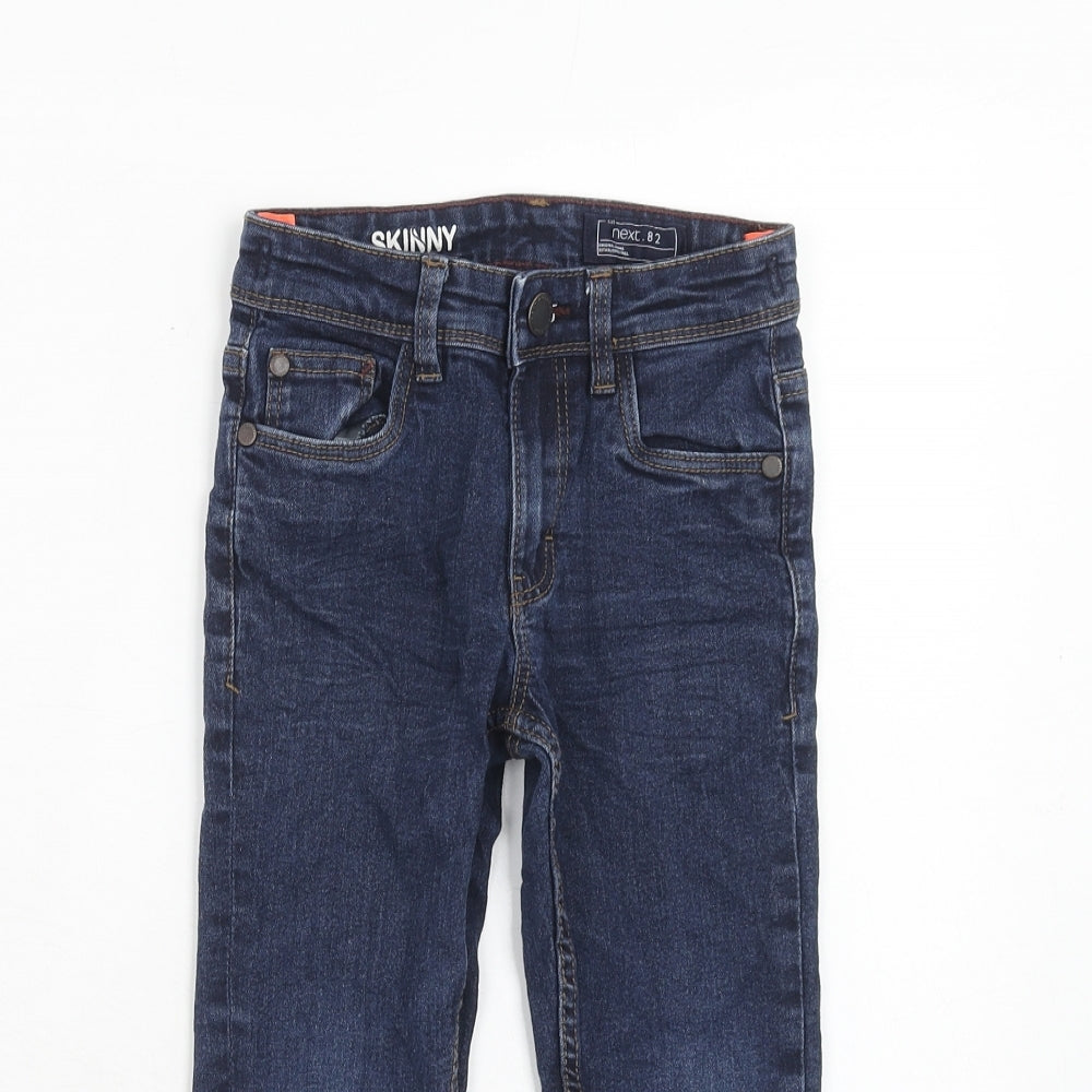 NEXT Boys Blue Cotton Skinny Jeans Size 5-6 Years Regular Button