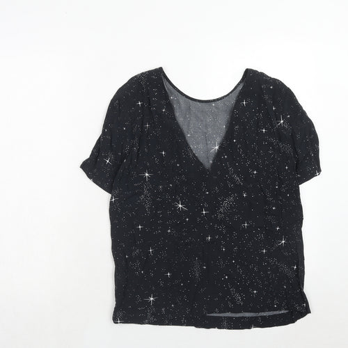 & Other Stories Womens Blue Geometric Viscose Basic Blouse Size 6 Round Neck - Star Print