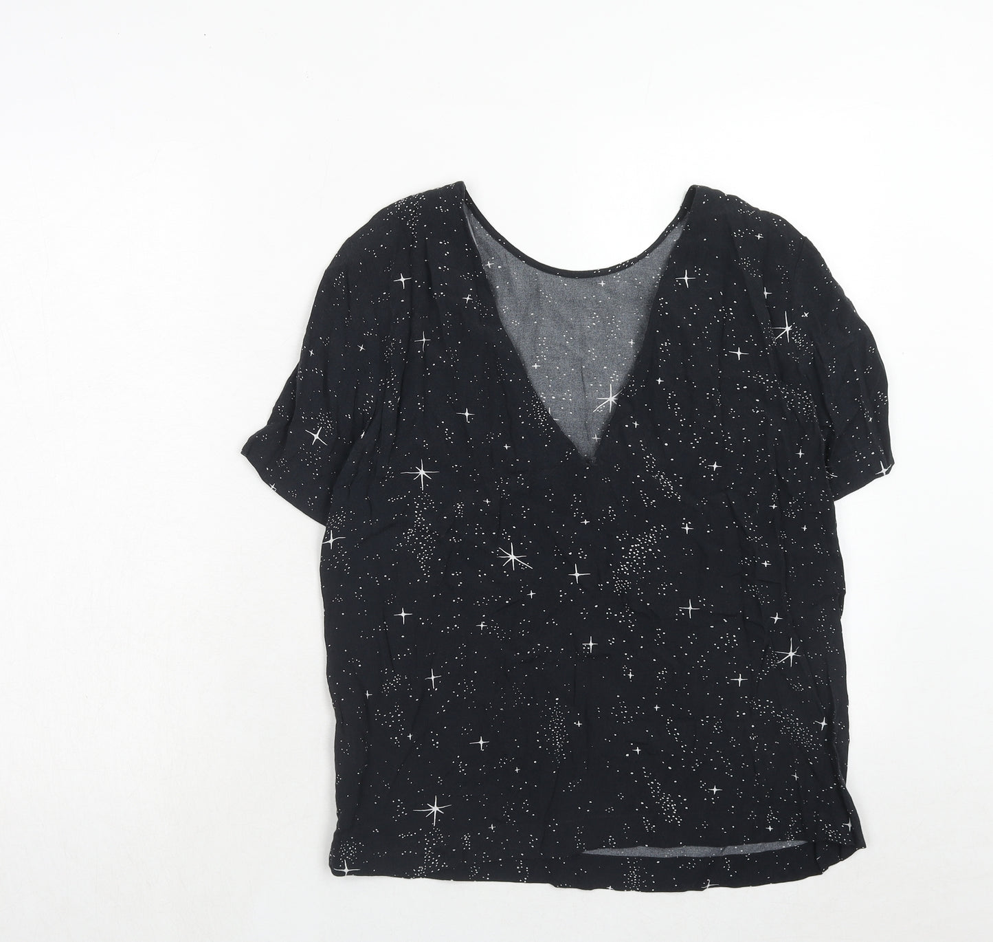 & Other Stories Womens Blue Geometric Viscose Basic Blouse Size 6 Round Neck - Star Print