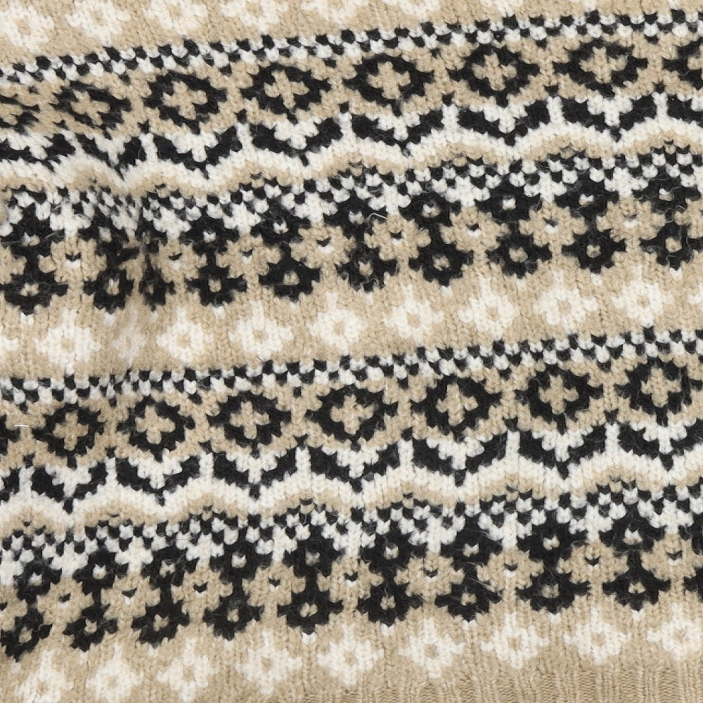 Marks and Spencer Womens Brown Round Neck Geometric Acrylic Pullover Jumper Size L