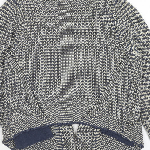 Indigo Womens Blue V-Neck Geometric Cotton Cardigan Jumper Size 8