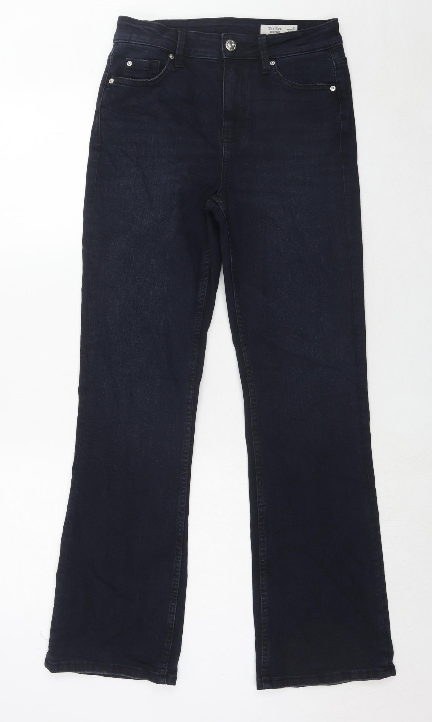 Marks and Spencer Womens Blue Cotton Bootcut Jeans Size 10 Regular Zip
