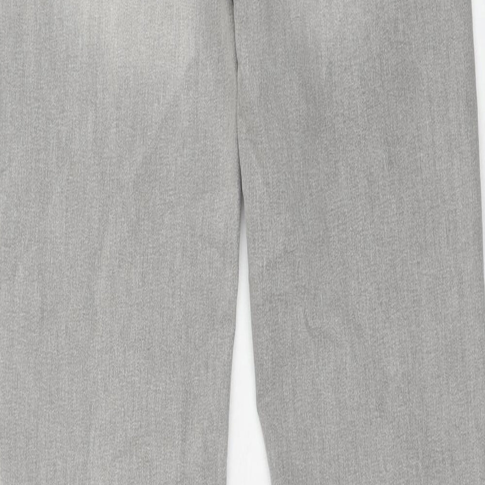 Marks and Spencer Womens Grey Cotton Straight Jeans Size 12 Slim Zip