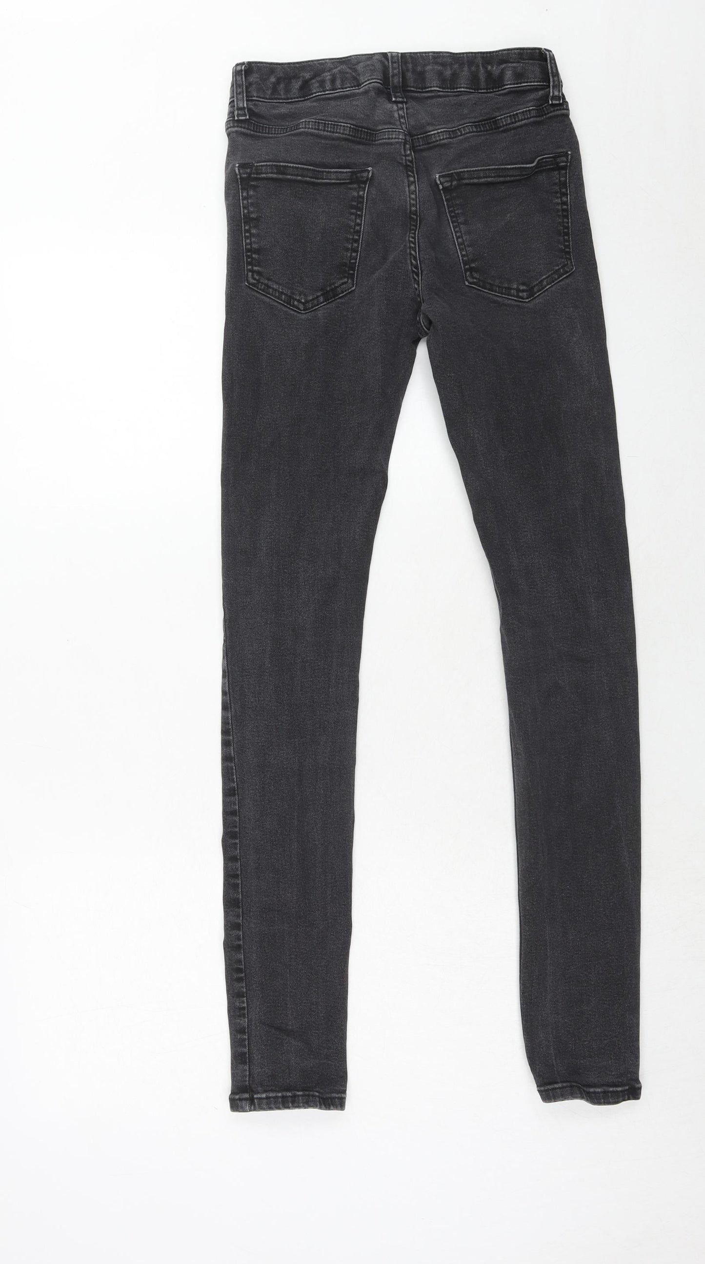 Topman Mens Grey Cotton Skinny Jeans Size 28 in Regular Zip