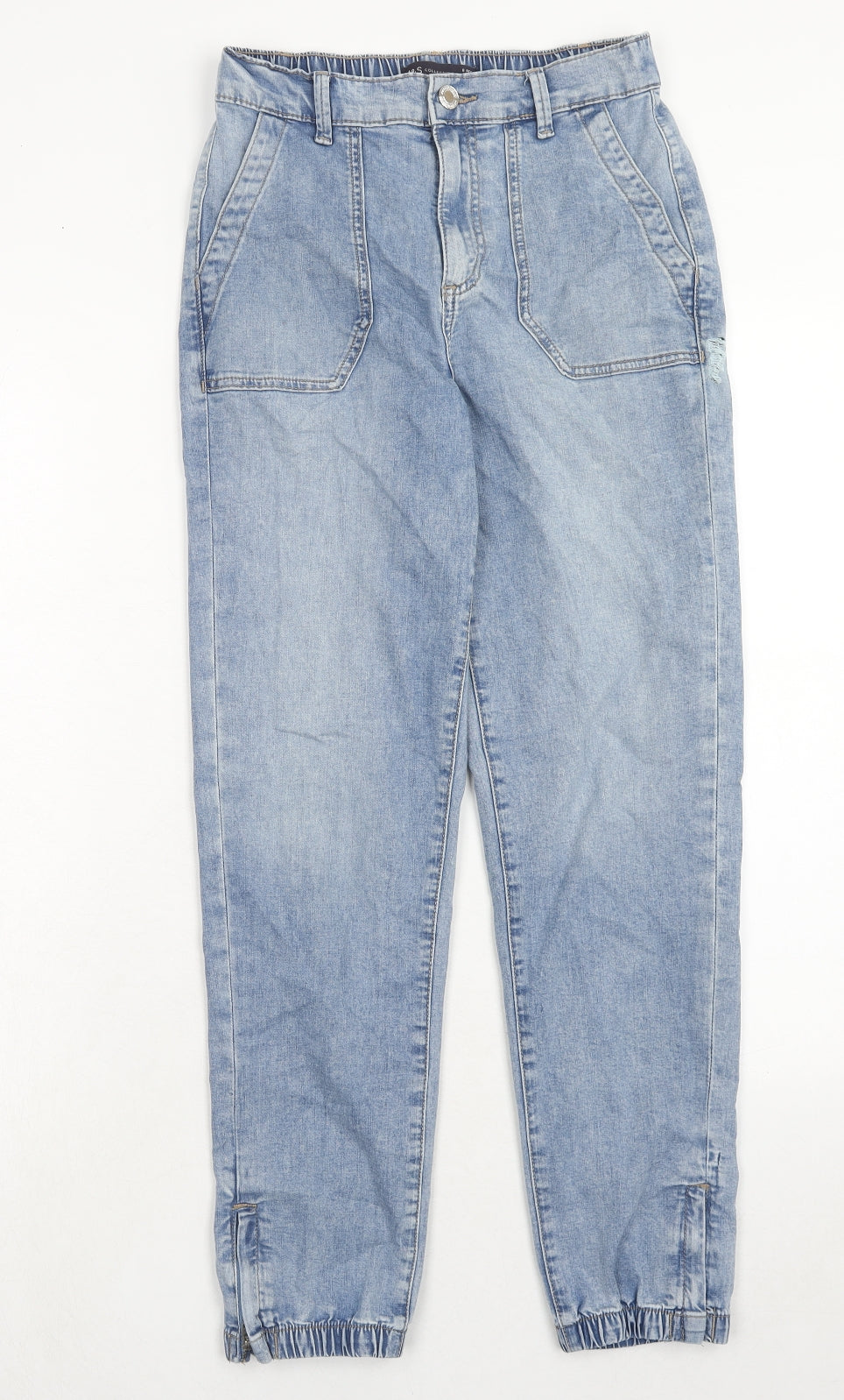 PRETTYLITTLETHING Womens Blue Cotton Tapered Jeans Size 8 Regular Zip