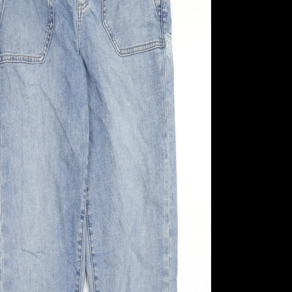 PRETTYLITTLETHING Womens Blue Cotton Tapered Jeans Size 8 Regular Zip