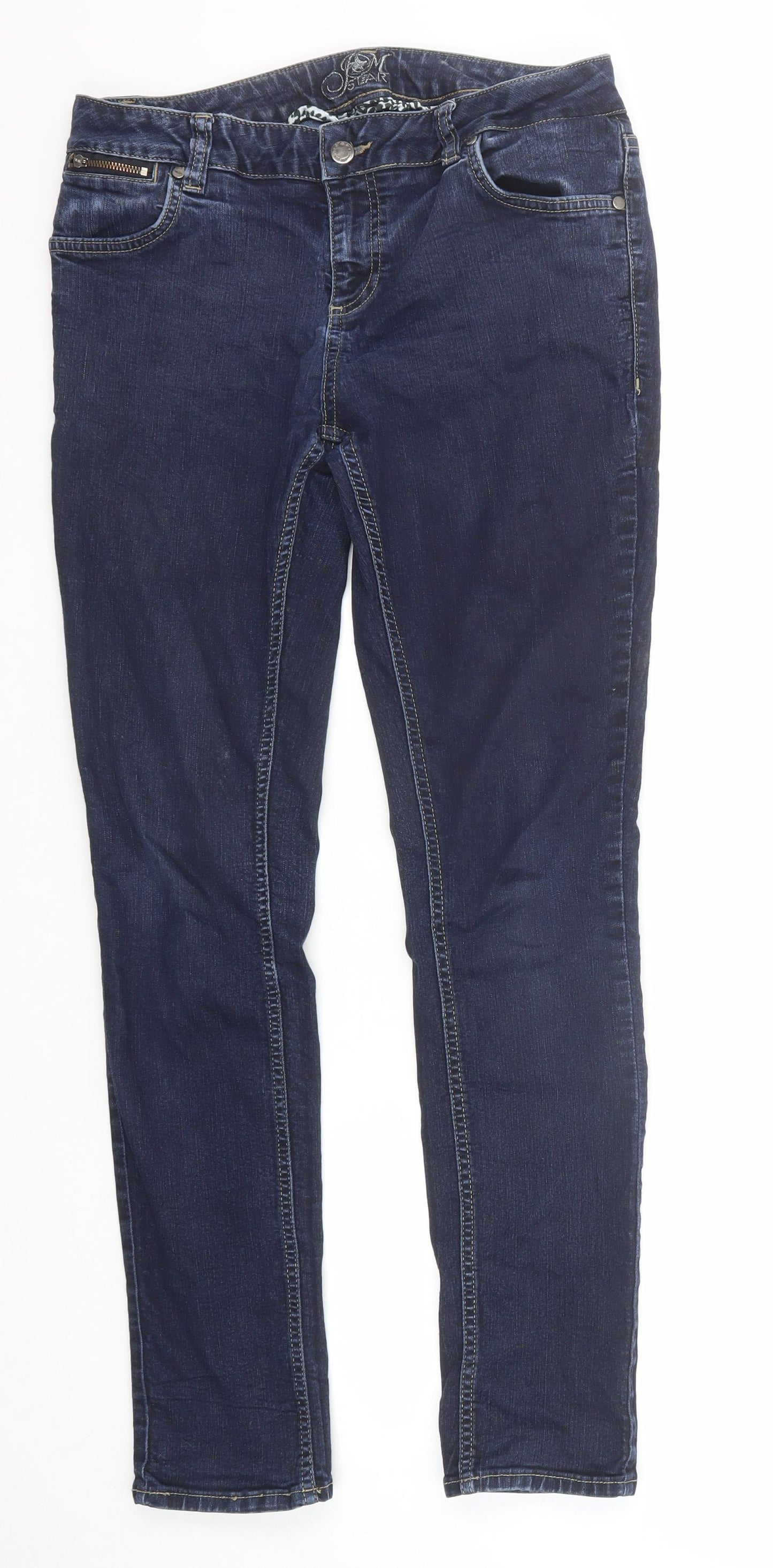 Debenhams Womens Blue Cotton Skinny Jeans Size 14 Regular Zip