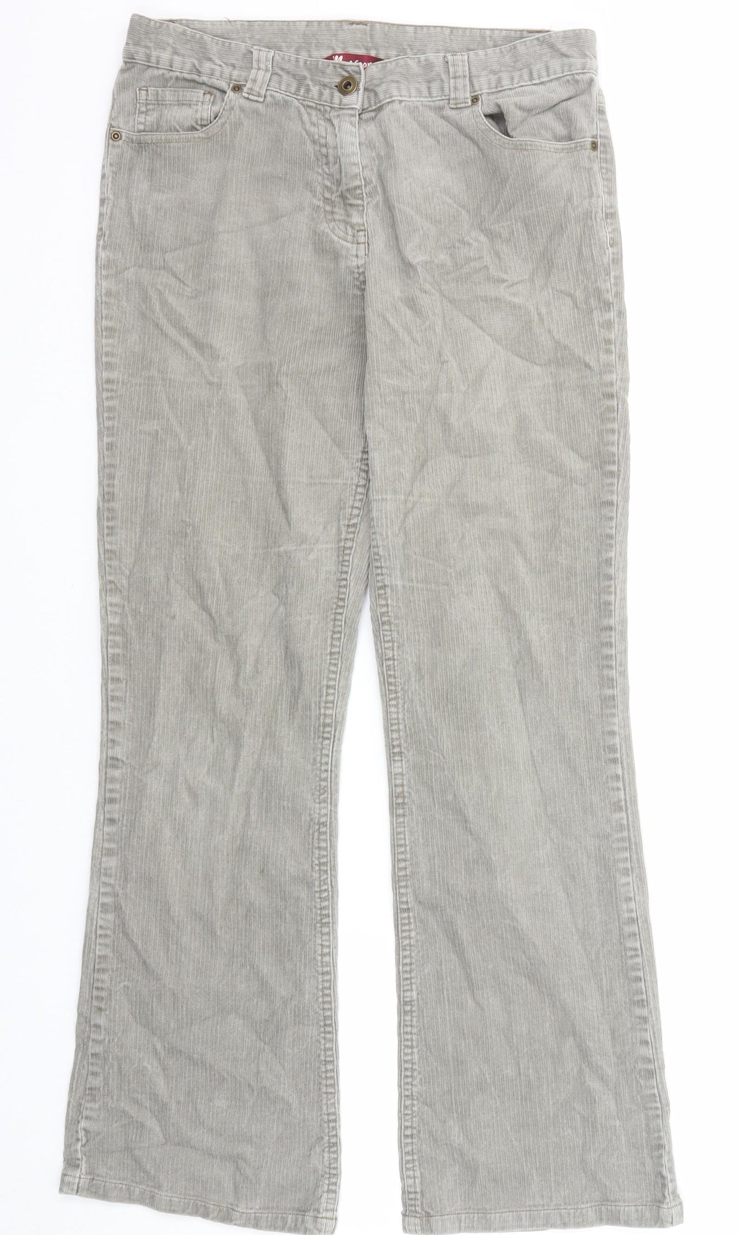 Monsoon Womens Grey Cotton Trousers Size 10 Regular Zip