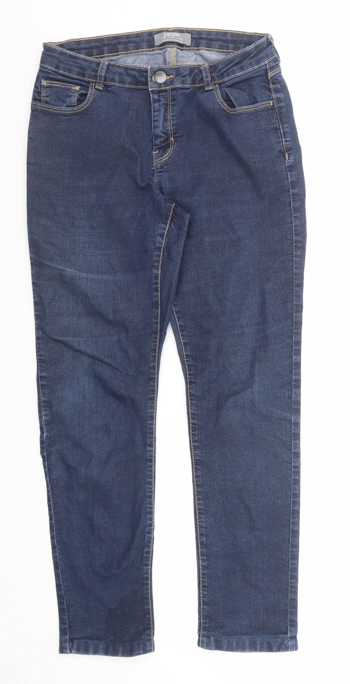 Dorothy Perkins Womens Blue Cotton Skinny Jeans Size 12 Regular Zip
