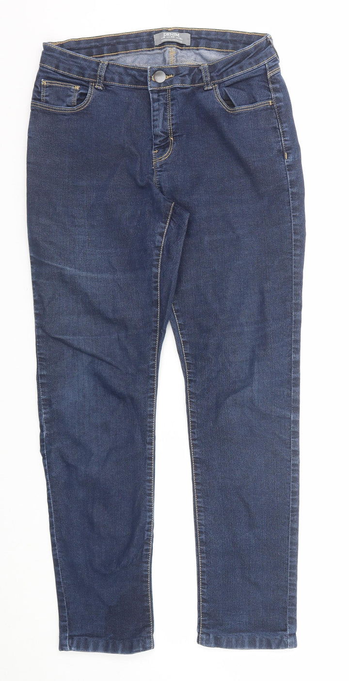 Dorothy Perkins Womens Blue Cotton Skinny Jeans Size 12 Regular Zip