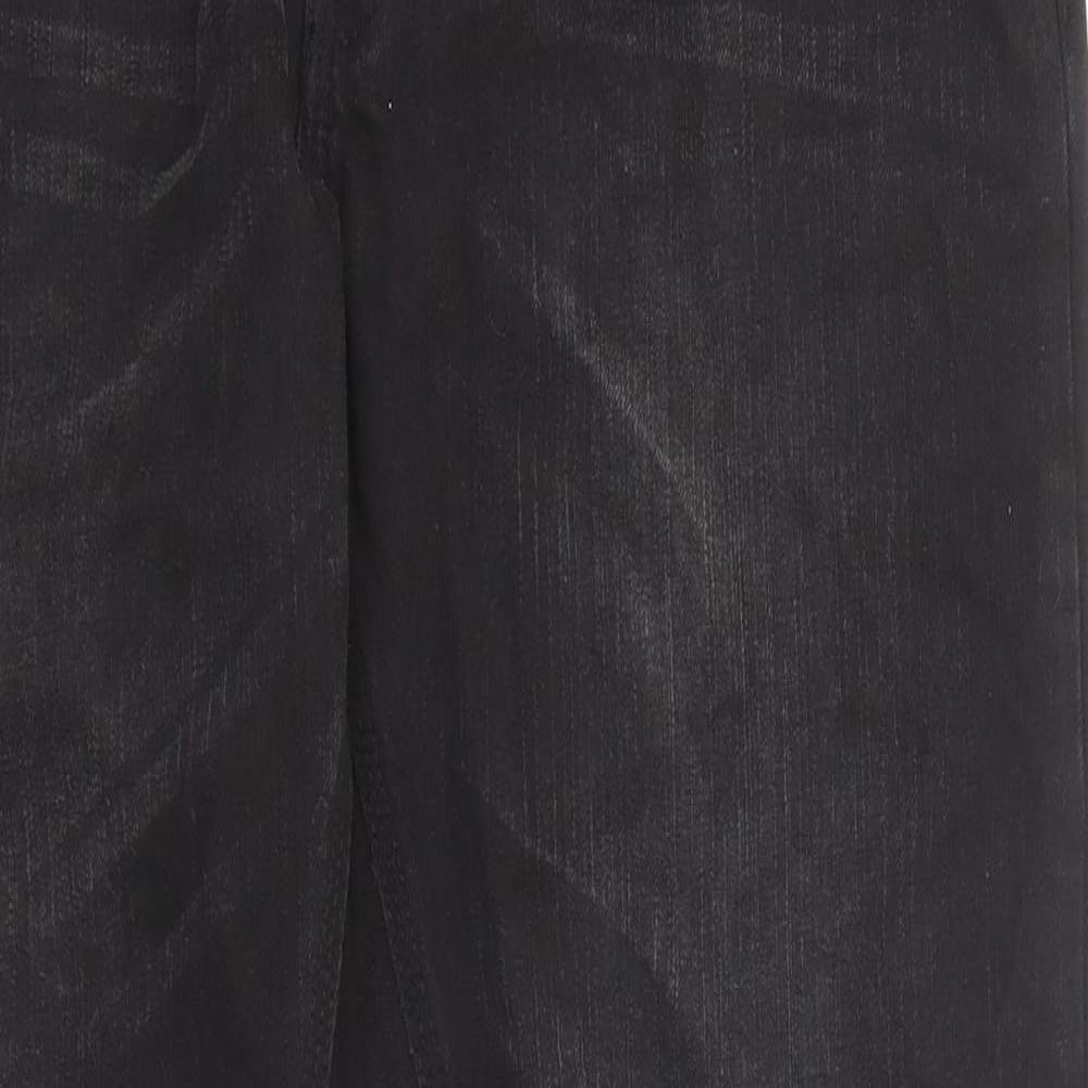 Von Denim Mens Black Cotton Straight Jeans Size 36 in Regular Zip