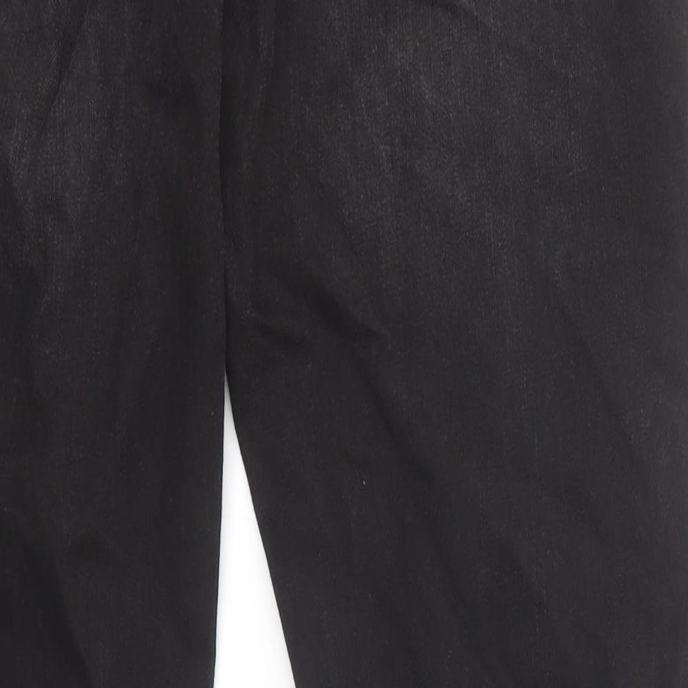 Von Denim Mens Black Cotton Straight Jeans Size 36 in Regular Zip