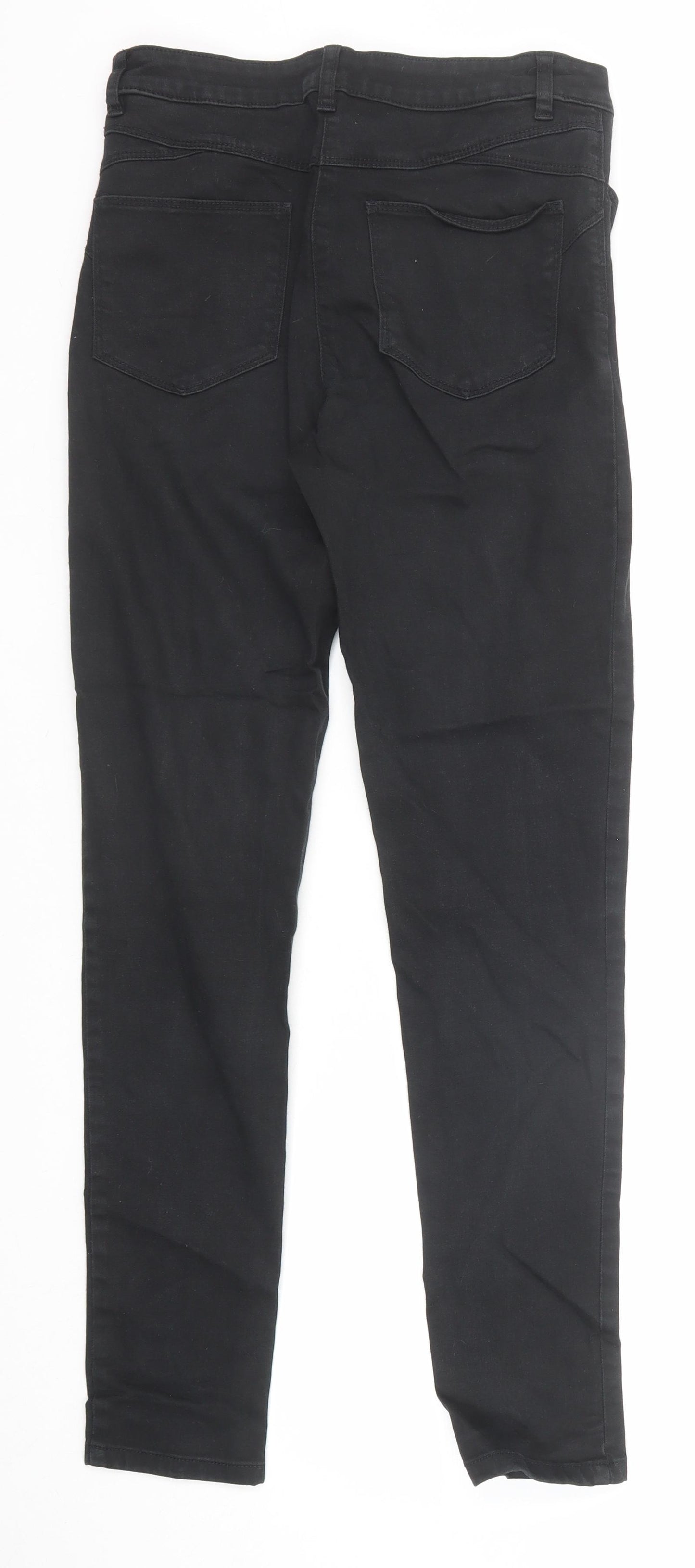 Marks and Spencer Womens Black Cotton Skinny Jeans Size 10 Regular Zip