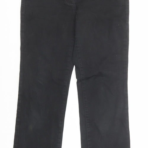 Marks and Spencer Womens Black Cotton Straight Jeans Size 8 Regular Zip
