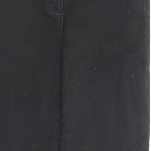Marks and Spencer Womens Black Cotton Straight Jeans Size 8 Regular Zip