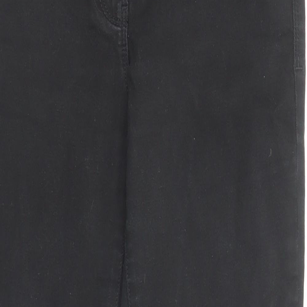 Marks and Spencer Womens Black Cotton Straight Jeans Size 8 Regular Zip