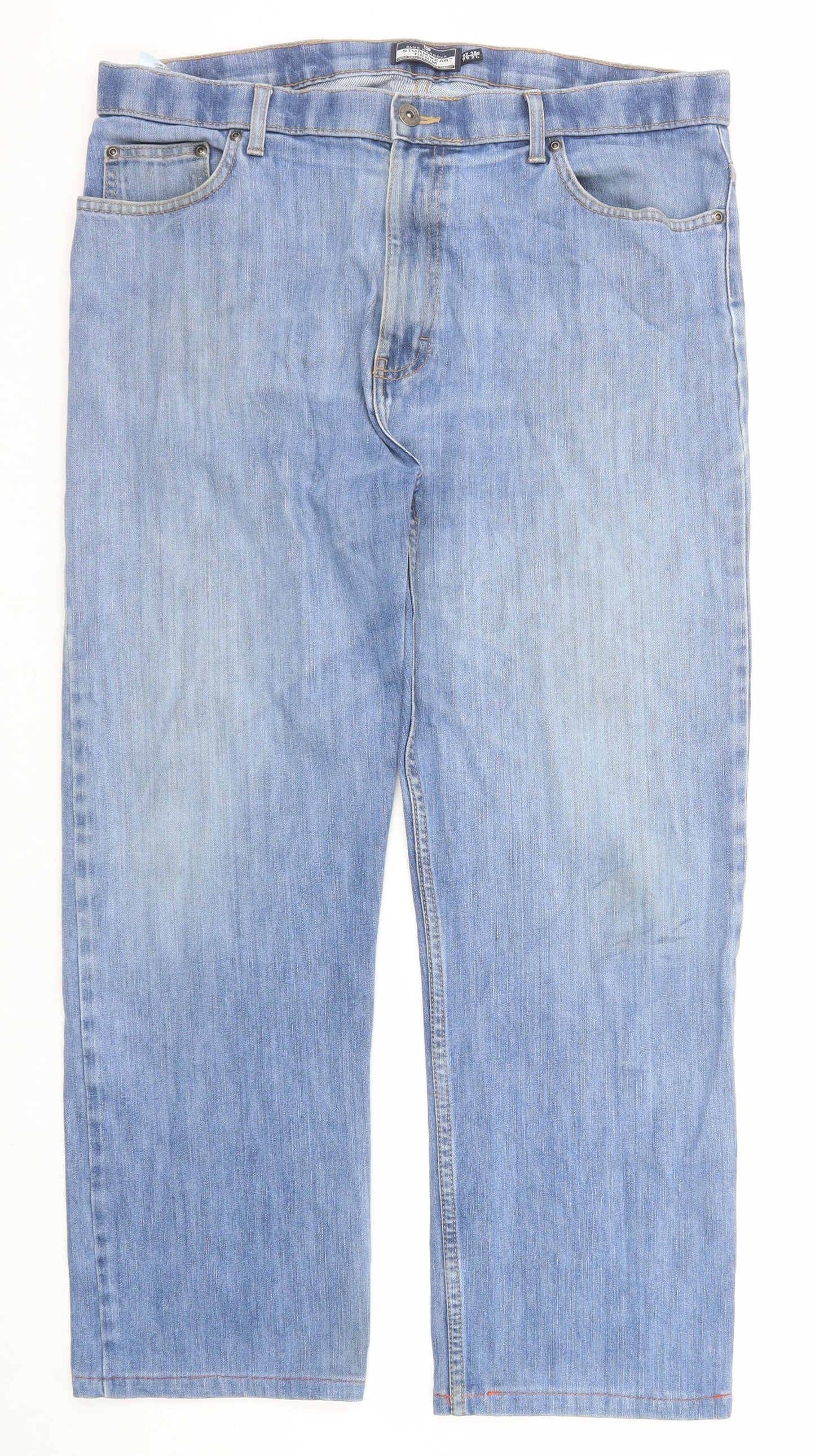 Blue Harbour Mens Blue Cotton Straight Jeans Size 38 in L31 in Regular Zip