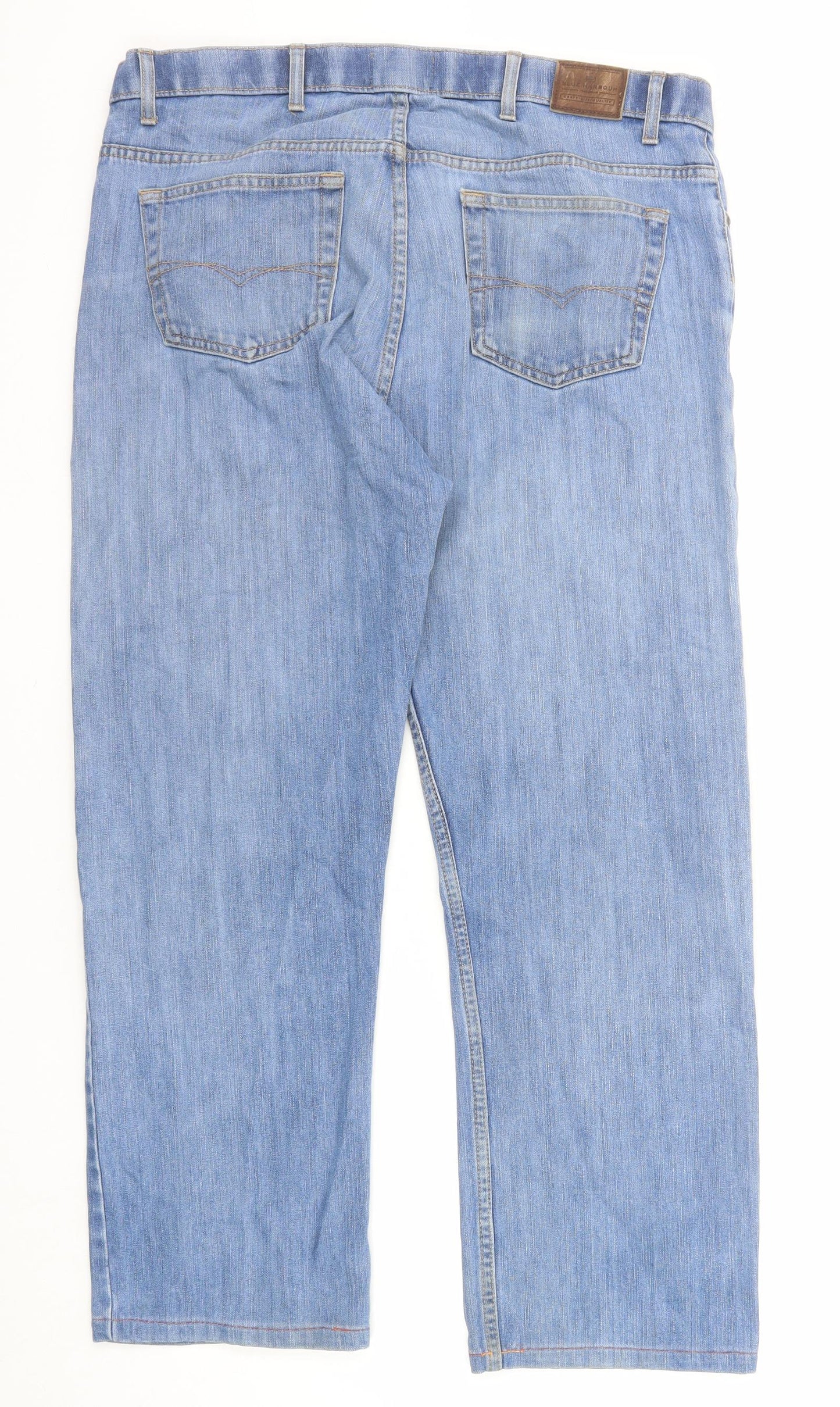 Blue Harbour Mens Blue Cotton Straight Jeans Size 38 in L31 in Regular Zip
