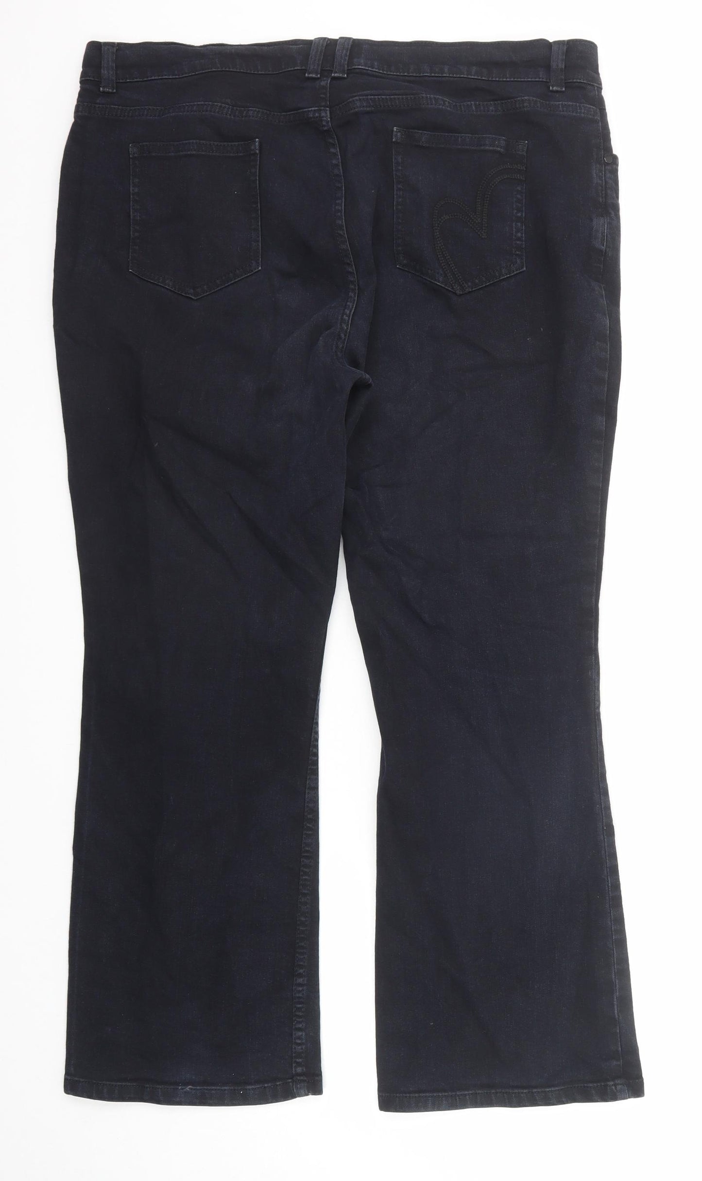 Per Una Womens Black Cotton Bootcut Jeans Size 16 Regular Zip