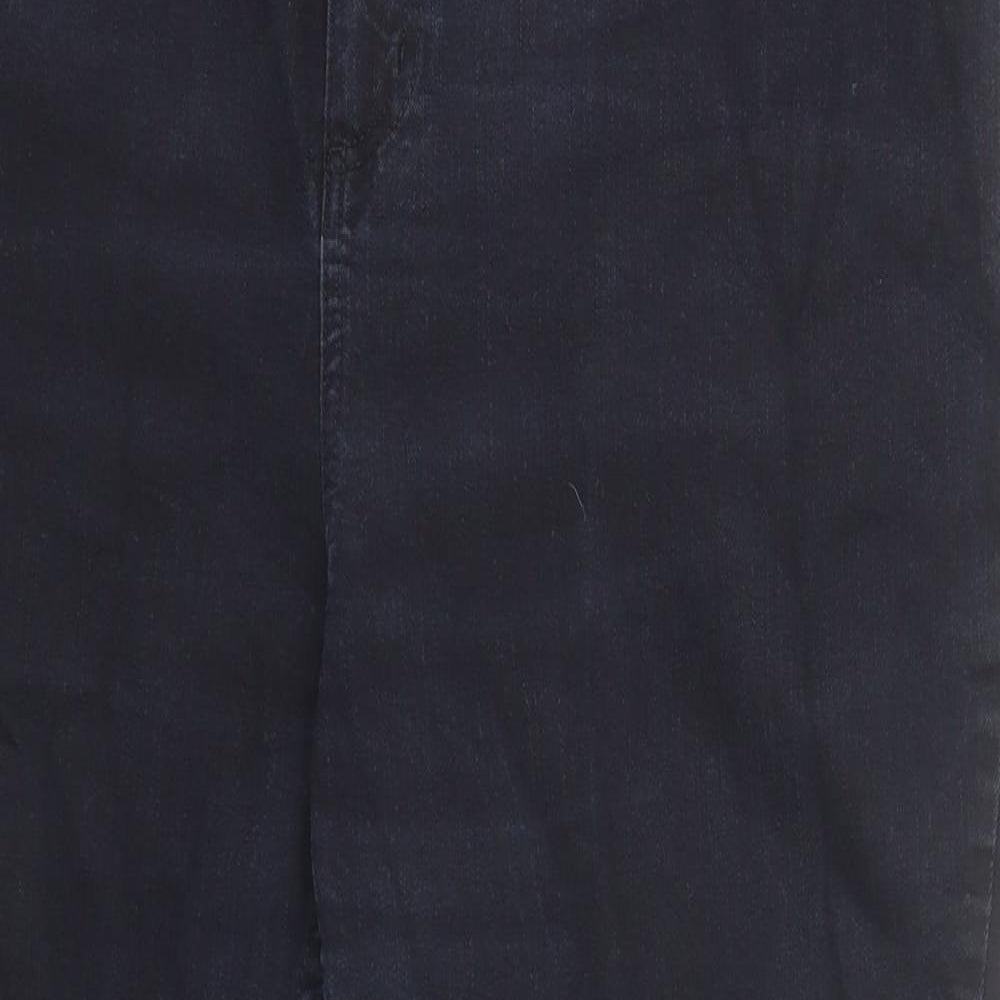 Per Una Womens Black Cotton Bootcut Jeans Size 16 Regular Zip