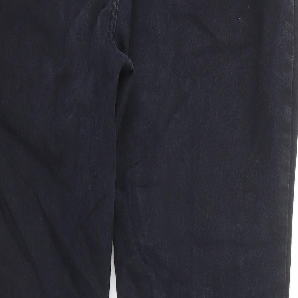 Per Una Womens Black Cotton Bootcut Jeans Size 16 Regular Zip