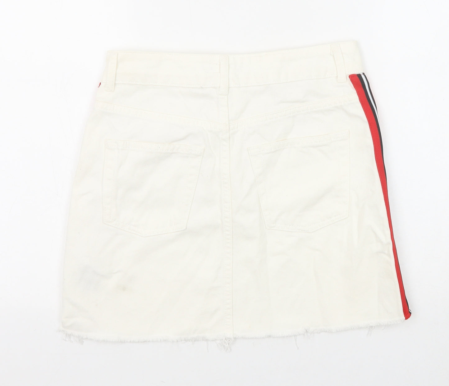 Topshop Womens White Cotton A-Line Skirt Size 8 Zip