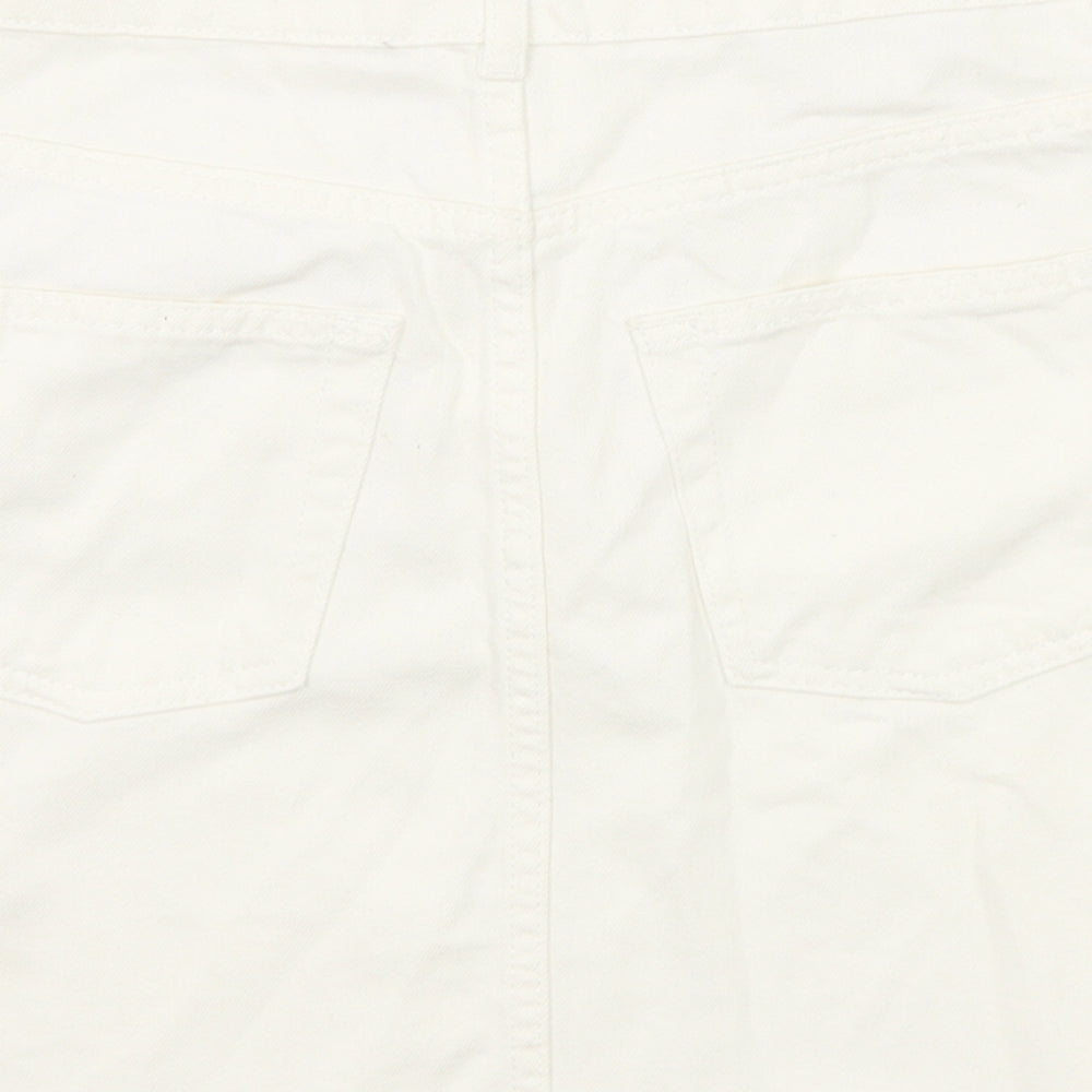 Topshop Womens White Cotton A-Line Skirt Size 8 Zip