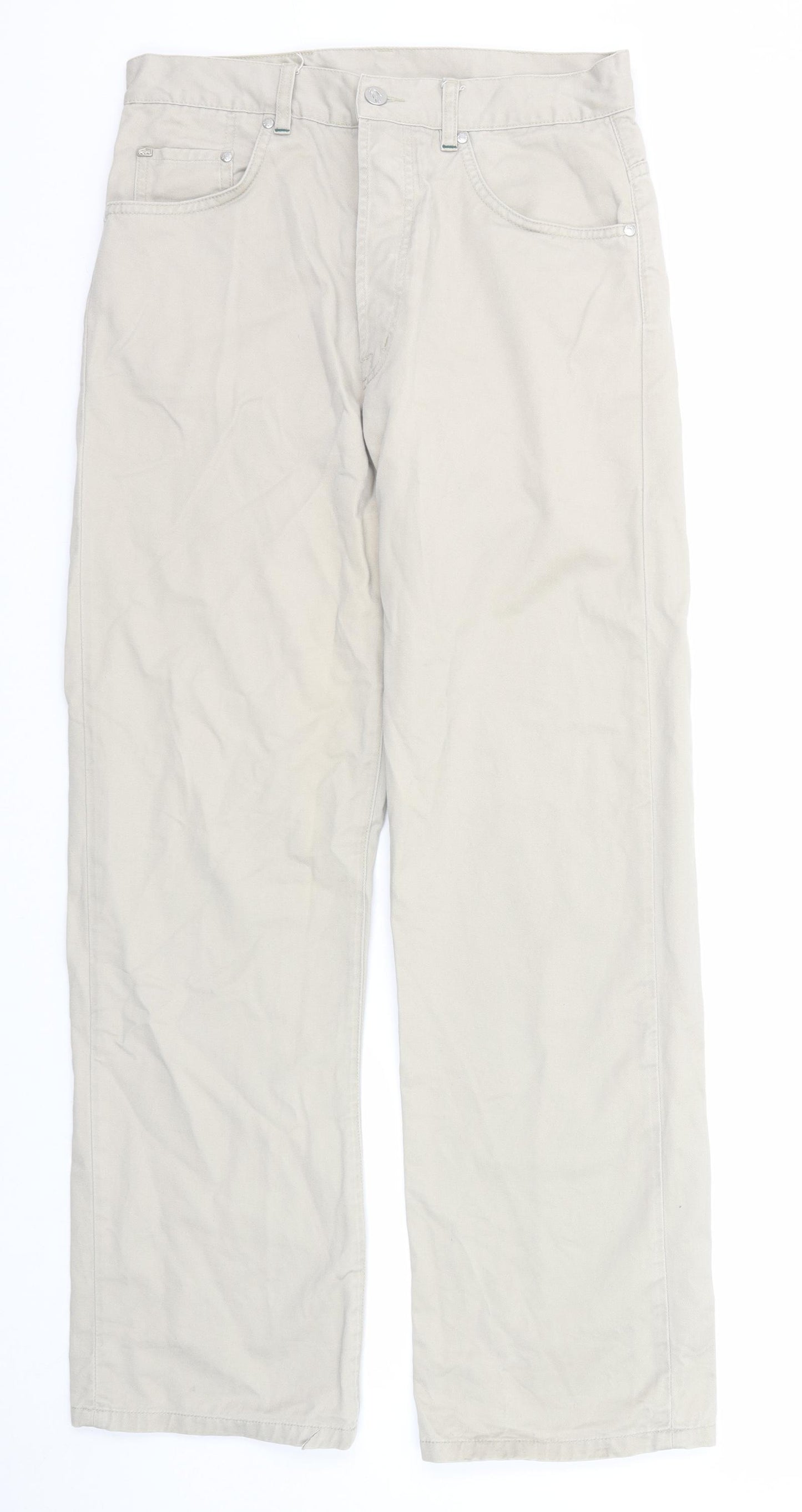 Lacoste Womens Beige Cotton Straight Jeans Size 10 Regular Zip