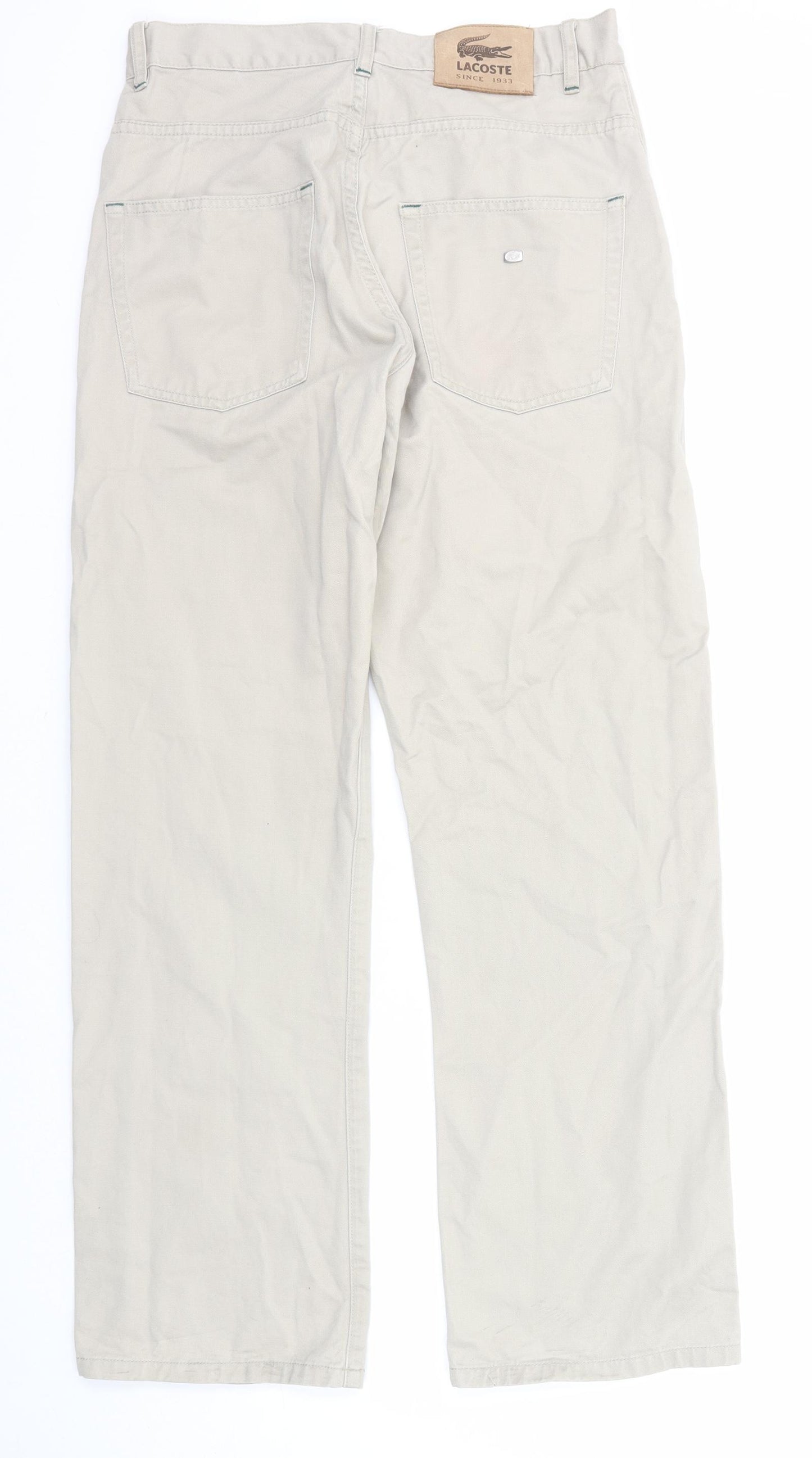 Lacoste Womens Beige Cotton Straight Jeans Size 10 Regular Zip