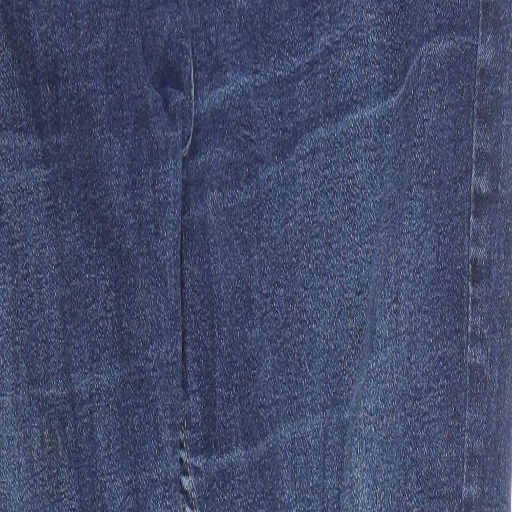 Marks and Spencer Womens Blue Cotton Skinny Jeans Size 14 Regular Zip
